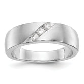 14K White Gold 3-Stone  1/5 carat Diamond Complete Men's Band - 10
